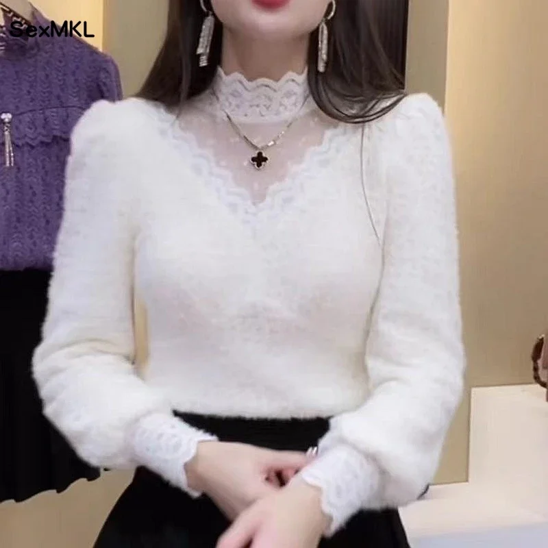 Winter Clothing Kit - Autumn Winter Lace Tops Blouses Women