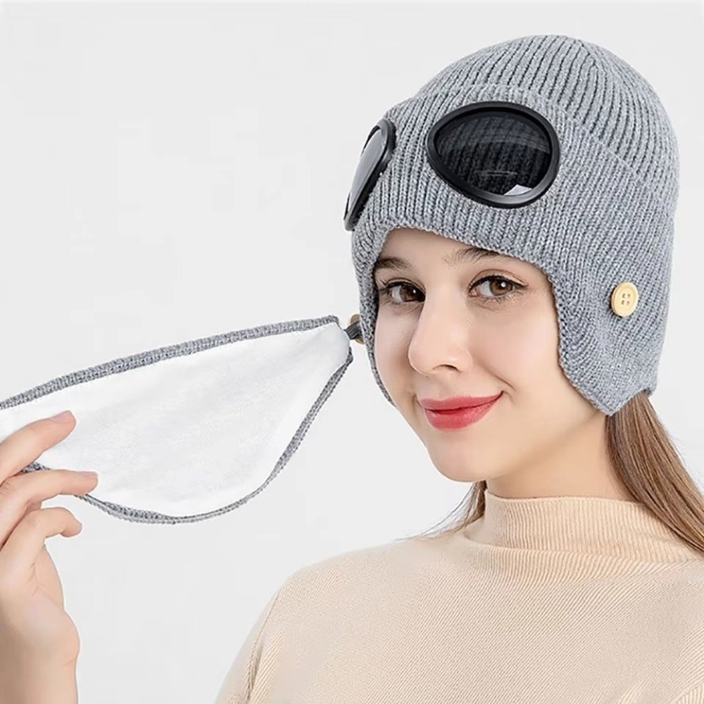 Winter Clothing Earmuffs - Fleece-lined Warm Woolen Hat with Mask