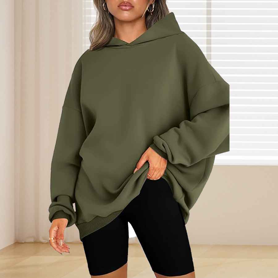 Plus Size Basic Solid Color Ho - Winter Clothing Plus Size recension och pris